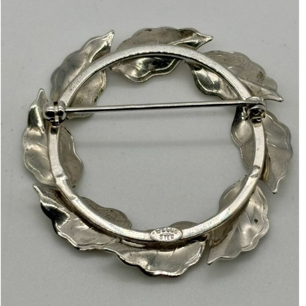 Vintage Wells Sterling Silver Wreath Brooch, Signed "Wells" and Marked Sterling - Picture 4 of 5